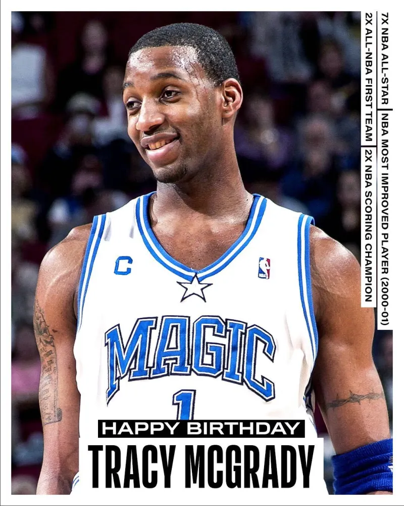 NBA官方：祝七届全明星、两届得分王麦迪45岁生日快乐
