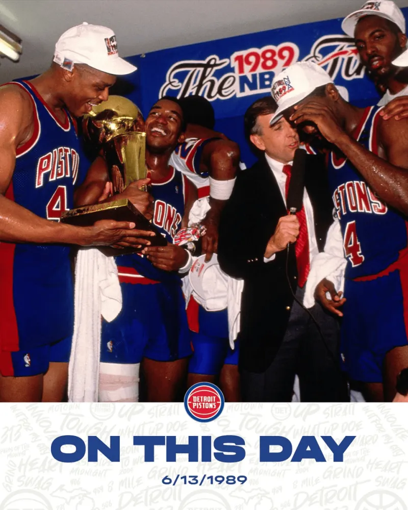 活塞队更新了Twitter  35年前的今天 球队夺得队史第一个NBA总冠军